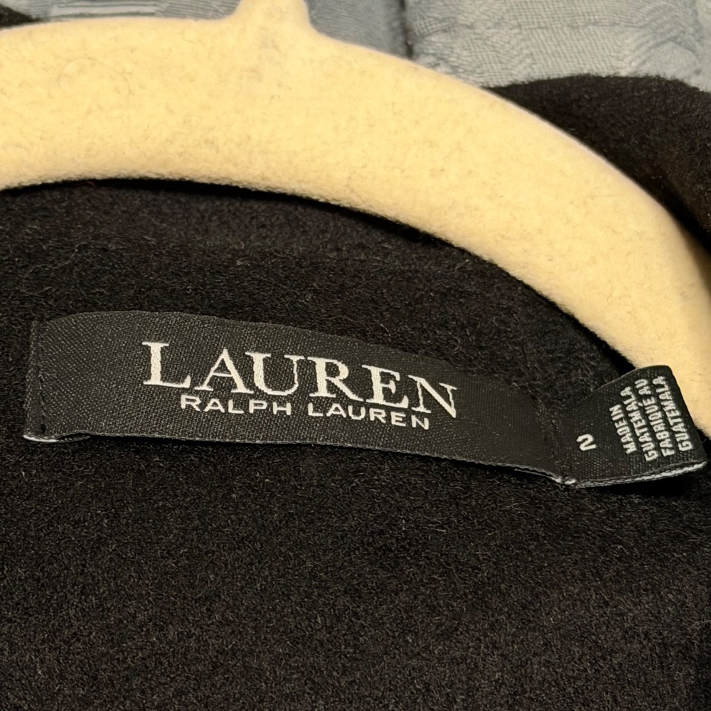 Lauren Ralph Lauren Crest-Patch Wool-Blend Coat in Black - Picture 6 of 7